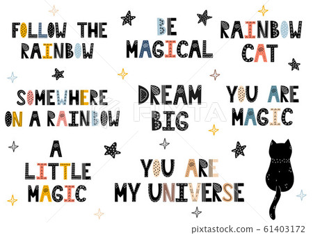 Pre-made phrases set in Scandinavian style. Hand drawn lettering collection Pre-made phrases set in Scandinavian style. Hand drawn lettering collection 61403172