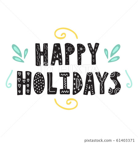 Happy holidays hand drawn lettering. Christmas ornamental text 61403371
