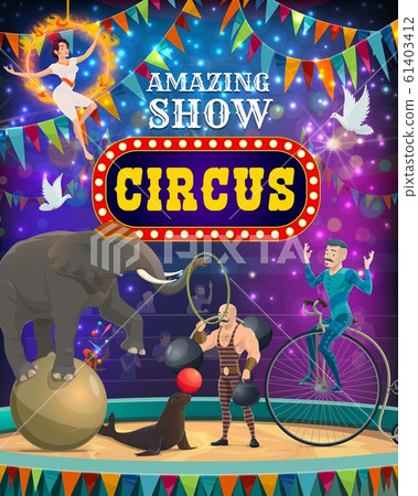Big top circus carnival, animals and magic show 61403412