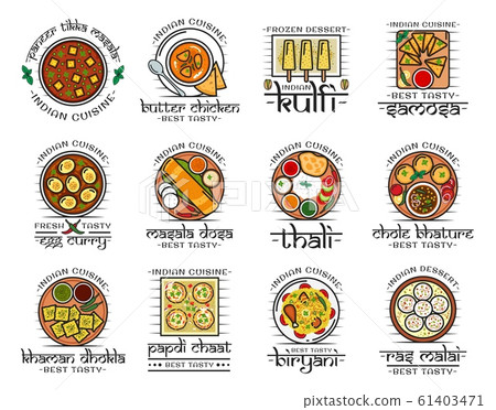 Indian Food India Cafe Restaurant Dishes Menu Stock Illustration 61403471 Pixta