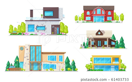 Real estate houses, villas and bungalow buildings 61403733