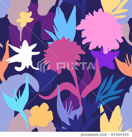 Seamless design with leaves and flowers. Seamless design with leaves and flowers. 61404165