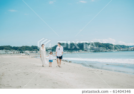 Family enjoying a sea bath Family enjoying a sea bath 61404346
