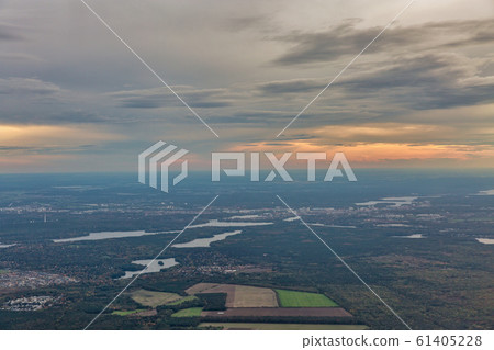 Aerial view over Sacrower Lake and Potsdam, 61405228