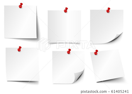 Pinned paper notes. Sticker papers, note on pin - Stock Illustration  [61405241] - PIXTA