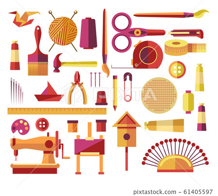 Handmade creative DIY projects icons for sewing and paper work 61405597