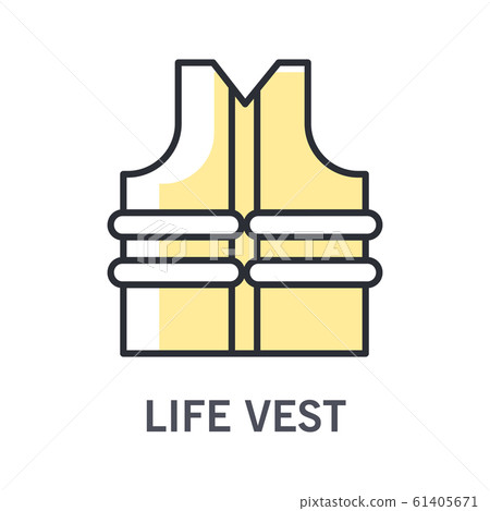 Swimming life vest or jacket isolated icon, protective wear 61405671