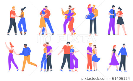 Young romantic couples in love. Happy boyfriend... - Stock Illustration ...