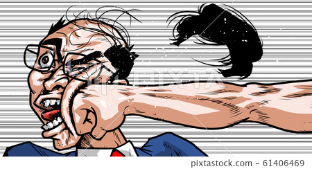 Bald, haired, hair removal, boxing, straight, punch, crawl, dramatic, cartoon, illustration, hot blood, fight, battle, 61406469