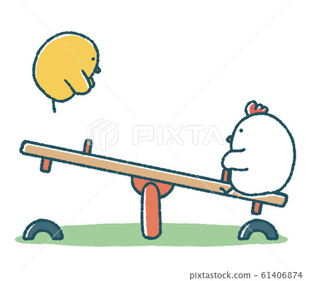 Loose chicken and chick do seesaw 61406874