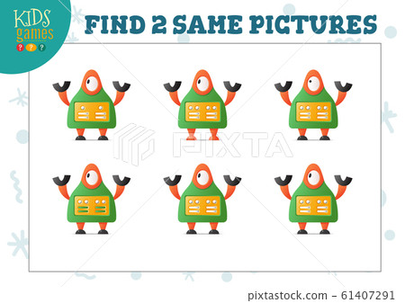 Find two same pictures kids game vector illustration. 61407291