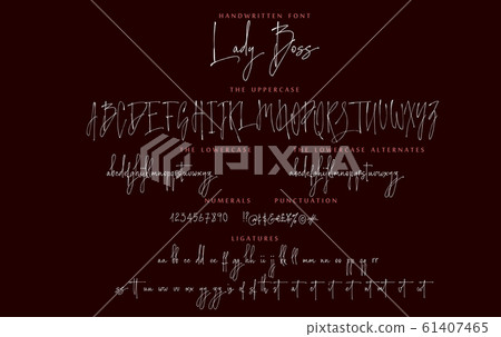 Handwritten script font vector alphabet Lady Boss set Handwritten script font vector alphabet Lady Boss set 61407465
