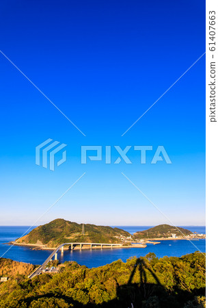 Morning view of Iojima and Iojima Ohashi [Nagasaki City, Nagasaki Prefecture] 61407663
