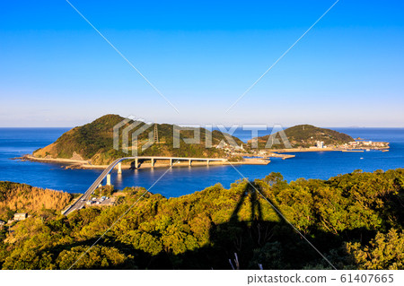 Morning view of Iojima and Iojima Ohashi [Nagasaki City, Nagasaki Prefecture] 61407665