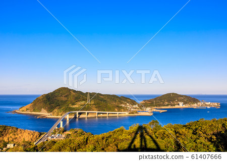 Morning view of Iojima and Iojima Ohashi [Nagasaki City, Nagasaki Prefecture] 61407666