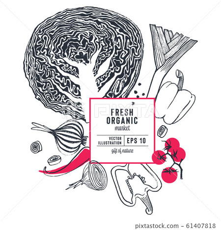 Fresh organic food vector illustration - Stock Illustration [61407818 ...
