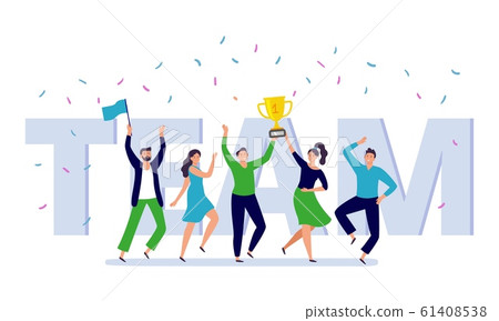 Team of corporate people celebration. Happy... - Stock Illustration