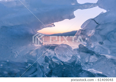 Ice cubes in the Ice lake in Winter of Korea, Ice cubes in the Ice lake in Winter of Korea, 61409048