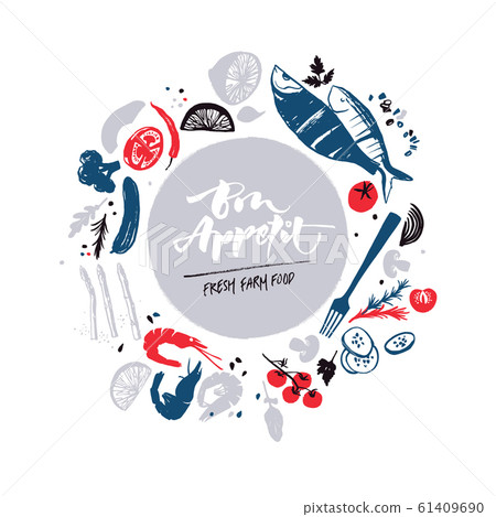 Fish menu design. Fresh farm products.  61409690