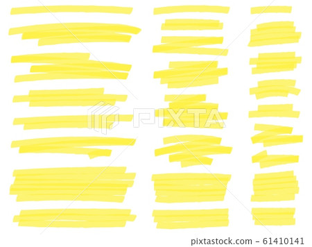 Highlight marker lines. Yellow text highlighter markers strokes, highlights marking vector set 61410141