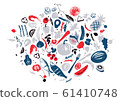 Set of food objects: seafood, vegetables and fruit 61410748