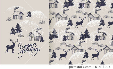 Season's greetings card and pattern Season's greetings card and pattern 61411003