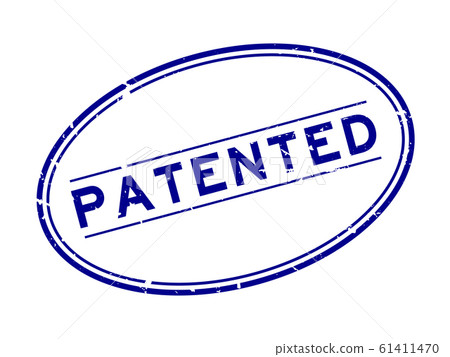 Grunge blue patented word oval rubber seal stamp 61411470