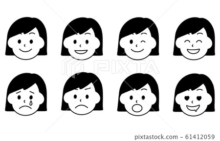 Facial expression of girls - Stock Illustration [61412059] - PIXTA