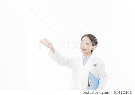 Career female researcher white background portrait person 61412368
