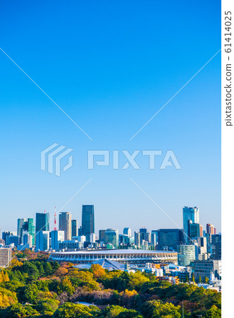 日本的東京城市景觀：11月30日竣工的新國家體育場的景象=拍攝於2019年11月30日 61414025