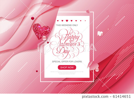 Valentine day love lettering web brochure flyer for advertising sale party design element wooden background 61414651