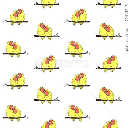 Vector seamless pattern of yellow lovebird parrot Vector seamless pattern of yellow lovebird parrot 61415645