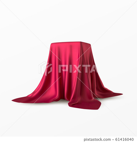 Realistic box covered with red silk cloth. - Stock Illustration  [61416040] - PIXTA