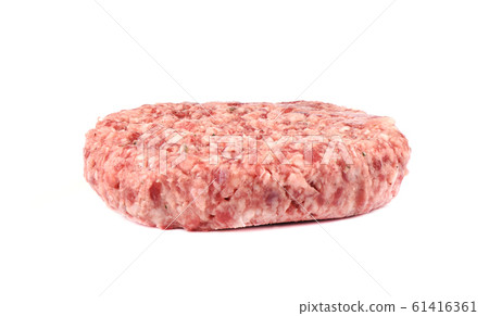 Raw pink beef cutlet isolated on a white background. Raw pink beef cutlet isolated on a white background. 61416361