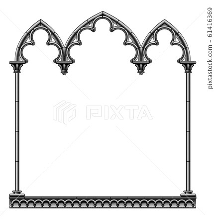 Black gothic decorative frame isolated on white Black gothic decorative frame isolated on white 61416369