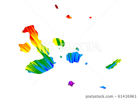 Galapagos Islands Map Is Designed Rainbow Stock Illustration 61416961 Pixta