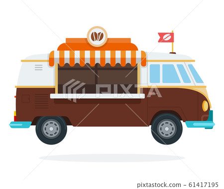Coffee shop on wheels vector flat isolated Coffee shop on wheels vector flat isolated 61417195