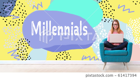 Millennials with woman using a laptop 61417394