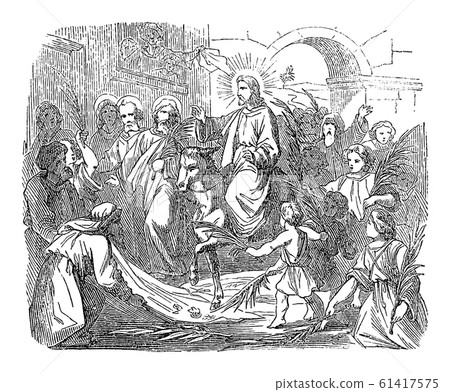 Vintage Drawing Of Biblical Story Of Jesus Stock Illustration