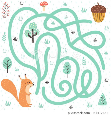 Help the squirrel find the way to the nut. Forest labyrinth for kids 61417652