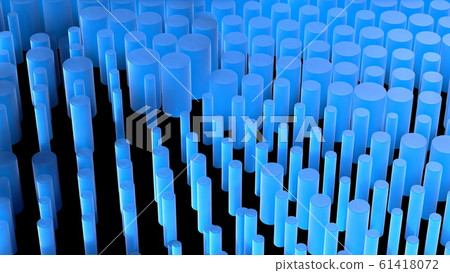 Abstract composition background full of cylinders made of frost blue glass. 3d illustration 61418072