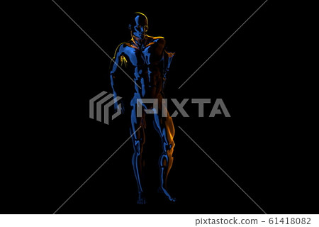 Male torso, pain in the back isolated on black background. 3d rendered medical illustration 61418082