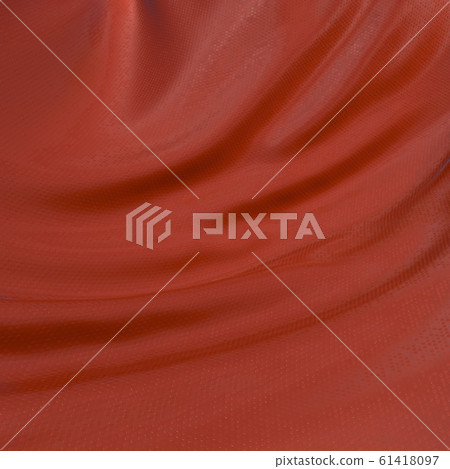 Abstract and shiny red luxury silk cloth in shape of liquid wave with folds. Satin or velvet material background in popular Lush Lava color. 3d illustration Abstract and shiny red luxury silk cloth in shape of liquid wave with folds. Satin or velvet material background in popular Lush Lava color. 3d illustration 61418097