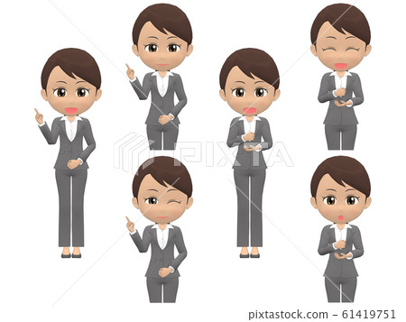 [Flash A] Black Woman Suit Ponytail Front View 61419751