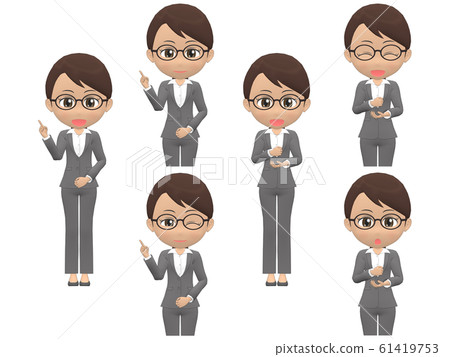 [Flash A] Black Woman Suit Ponytail Front View 61419753