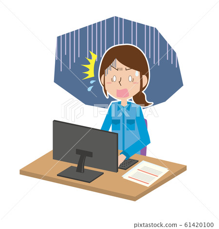 Woman worker office work failure impatience surprised 61420100