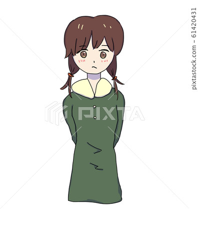 A two-knot brown-haired woman with a stuffy look - Stock Illustration ...
