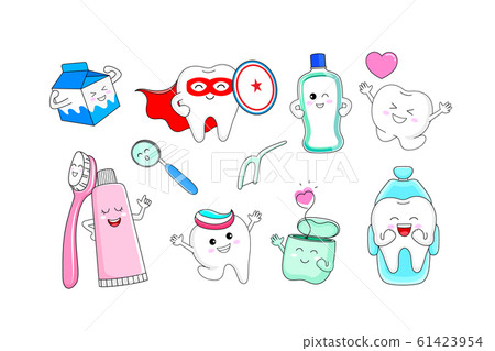 Cute cartoon tooth character with mouthwash,... - Stock Illustration  [61423954] - PIXTA