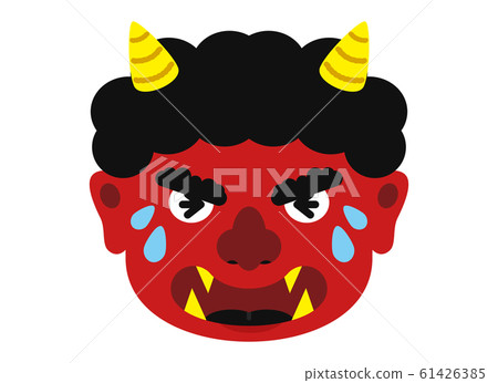 Illustration: Oni Oni Setsubun Bean Maki Material Facial Expression Face Red Demon Aka Oni Red Aka (with Vector) 61426385