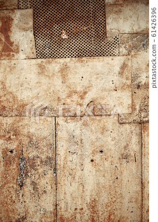 galvanized metal texture with old peeling paint. Metal background, copyspace. view from above galvanized metal texture with old peeling paint. Metal background, copyspace. view from above 61426396